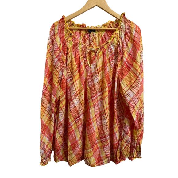 Lane Bryant women's yellow v neck eyelet trim tee size 26/28 NEW - Picture 1 of 5